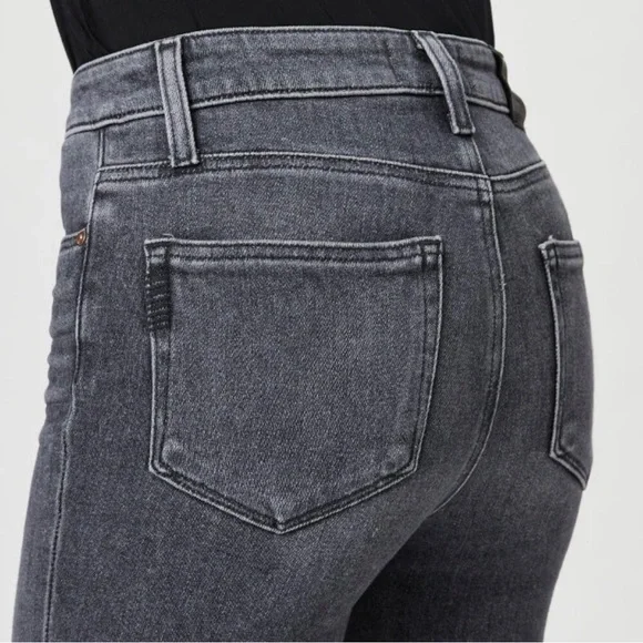 PAIGE Cindy High Rise Straight Leg Raw Hem Jeans Ash Black Gray 28 - Picture 3 of 12